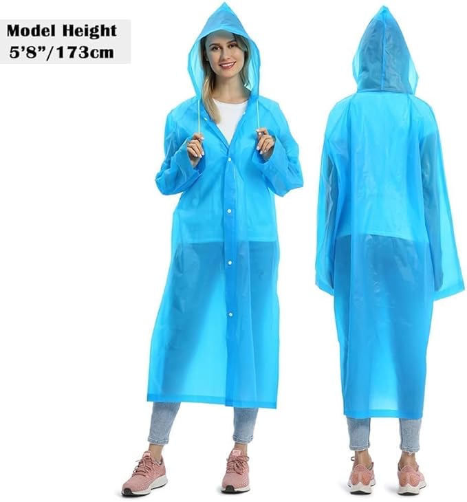 Opret 2 Pack Raincoats for Adults Reusable, EVA Rain Ponchos Lightweight Rain Coat Waterproof Rain Gear for Men and Women