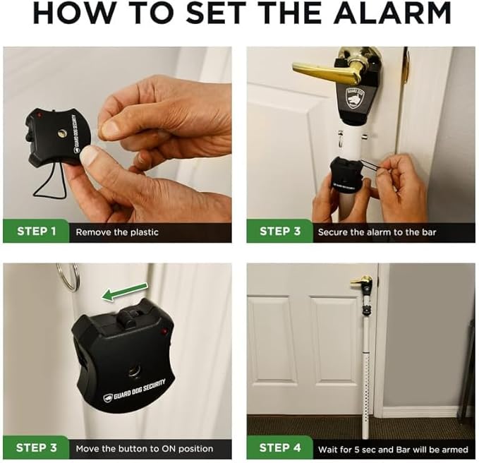 Adjustable Sliding Door Security Bar, Door Jammer 2-in-1 Adjustable Door Knob and Sliding Patio Door Stoppers Security with Alarm, 40 Different Adjustments by Guard Dog Security