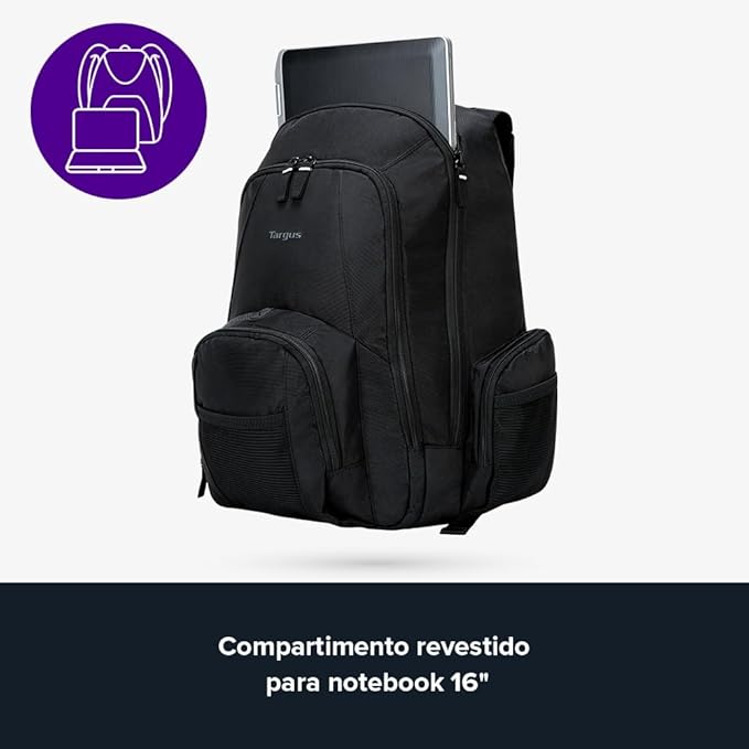 Targus 16 Inch Groove Laptop Backpack, Black - Fits Most Laptops up to 16", Water Resistant Travel Backpack for Business Commuters and Travel (CVR600)