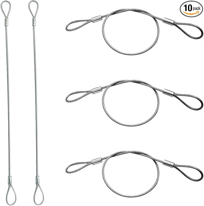 10 Pack Luggage Lock Safety Cable, Stainless Steel Cable with Loops, Stainless Steel Safety Cable, Safety Cable Lock, Braided Steel Coated Safety Cable Luggage Lock 2mm Thickness 12 inch Length