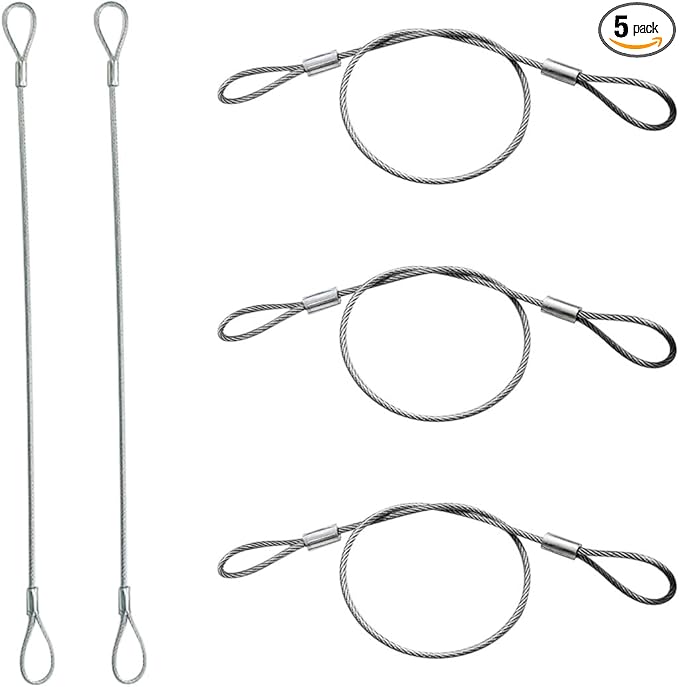 5 Pack Luggage Lock Safety Cable, Stainless Steel Cable with Loops, Stainless Steel Safety Cable, Safety Cable Lock, Braided Steel Coated Safety Cable Luggage Lock 2mm Thickness 12 inch Length
