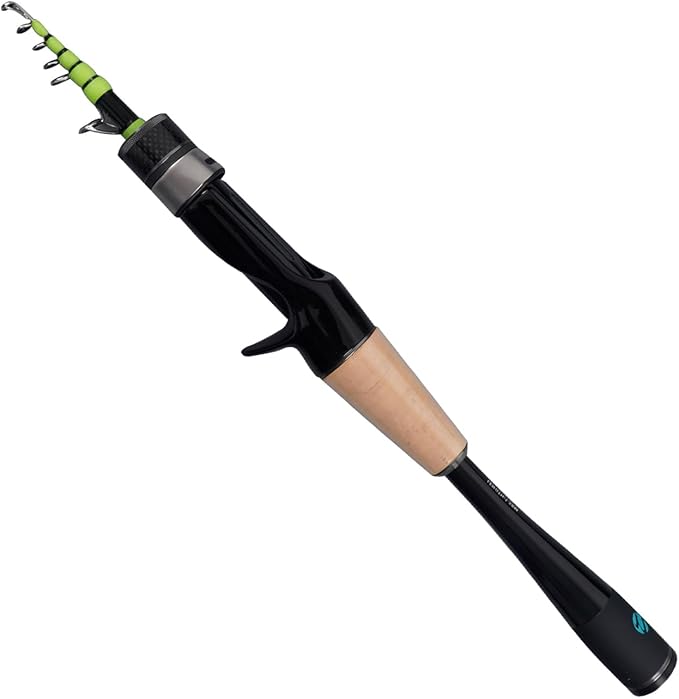 PURELURE Telescopic Fishing Rod Ultralight or Light, Carbon Fiber Rod Spinning & Casting, Fuji Alconite Ring and Reel Seat, One-Piece Mixed Carbon/4A Cork Handle, Spare Solid Tip, Portable Travel Rod
