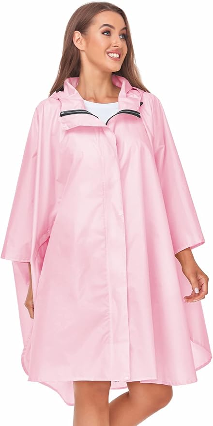 SaphiRose Unisex Rain Poncho Hooded Waterproof Raincoat for Adults Women