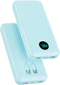 Portable Charger 40,800mAh Power Bank, 25W PD QC 4.0 Fast Charging Portable Phone Charger with Built-in Cables,LCD Display USB C Battery Pack Compatible with iPhone 16/15/14,Android Samsung (Green)