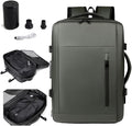 Vacuum-sealed travel computer backpack, Water-Resistant, With vacuum pump, Multiple Compartments, Anti-theft combination lock (Green)