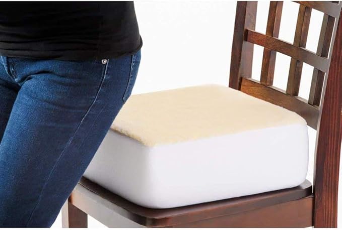 Comfort Finds Rise with Ease Seat Cushion - Thick Firm Chair Cushion Booster - Extra Thick Foam Pad for Home, Patio, Office and Car Seats - Extra Supportive Lift - 14 X 14 X 5 (Sherpa Cream)