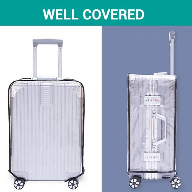 Clear Suitcase Cover - 20 24 26 28 30 Inch Waterproof PVC Suitcase Cover - Transparent Travel Suitcase Wrap - Protective Cover Case for Wheeled Luggage (30-Inch)