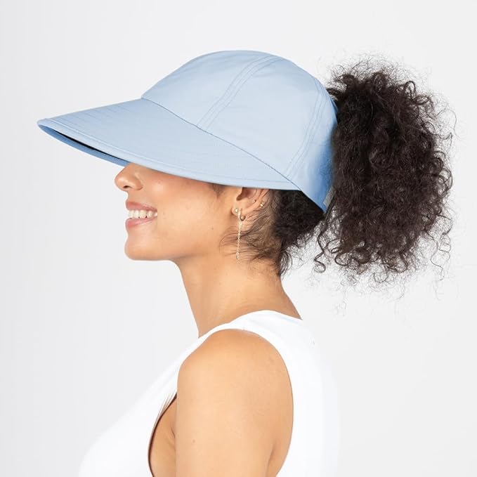 Ponyflo Sunblocker Wide Brim Hat - Oprah Awards Best Sun Hat - UV 50 Protection - Ponytail Sunhat for Women