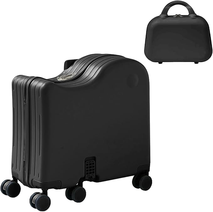 TABU Ride-on Luggage with Handbag for Kids，Hardshell Carry On Suitcase with Hidden Cup Holder, Foldable Pedal,Type-C & USB Interface, TSA Lock, 6-Spinner Wheels, Black