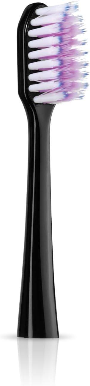 GUM Sonic Powered Toothbrush Refills, Tapered Bristles Clean Below The Gumline, Black 2ct. (Pack of 2)