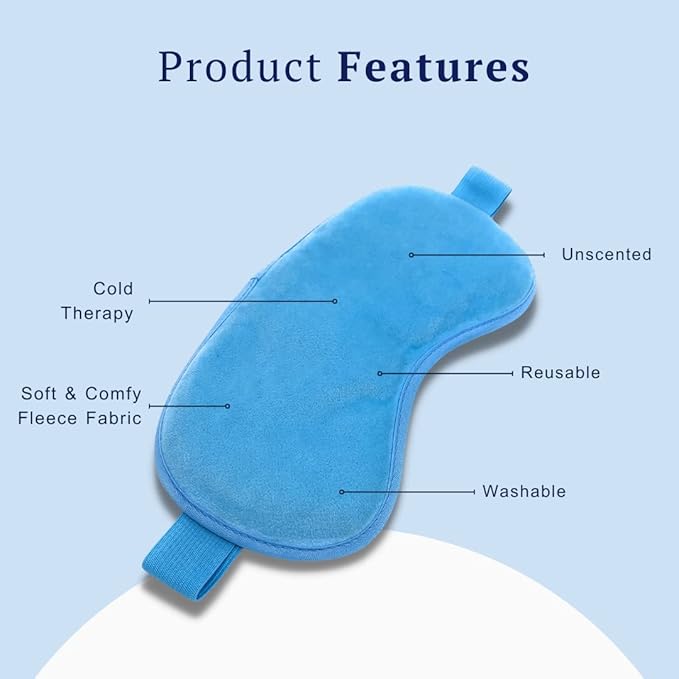 Solayman’s Reusable Gel Eye Mask – Hot & Cold Therapy Eye Ice Pack with Soft Fleece Cover for Puffy Eyes, Dark Circles, Migraines, Stress & Headache Relief – Cooling Compress Eye Mask (Blue)