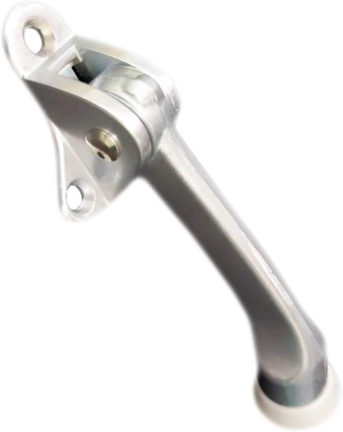 QCAA Heavy Duty Kickdown Door Stopper, 4", Zinc Die Cast, Satin Chrome, Made in Taiwan