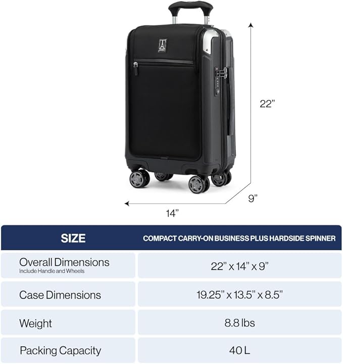 Travelpro Platinum Elite Hardside Expandable Carry on Luggage, 8 Wheel Spinner, TSA Lock, Hard Shell Polycarbonate Suitcase, Vintage Grey, Compact Carry on Laptop Pocket 20-Inch