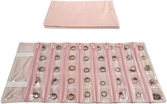 Travel Jewelry Roll Bag Portable Organizer Pouch With Grids&PVC Cover Storage Bags for Necklace, Bracelet, Bracelet,Ring, Badge, Pendant