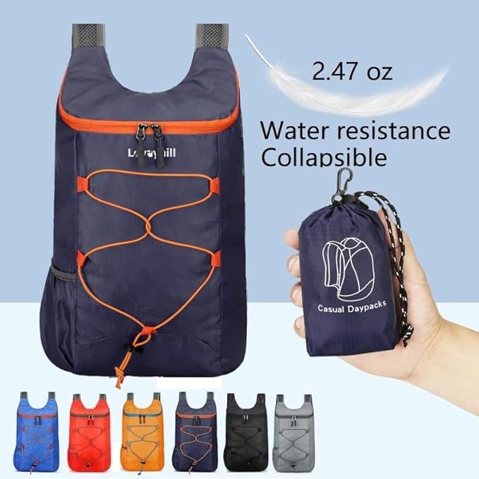 16L Hiking Daypack Lightweight Foldable Travel Backpack Water Repellent Camping Outdoor Packable Easy Carry-on Bag(Dark Blue)