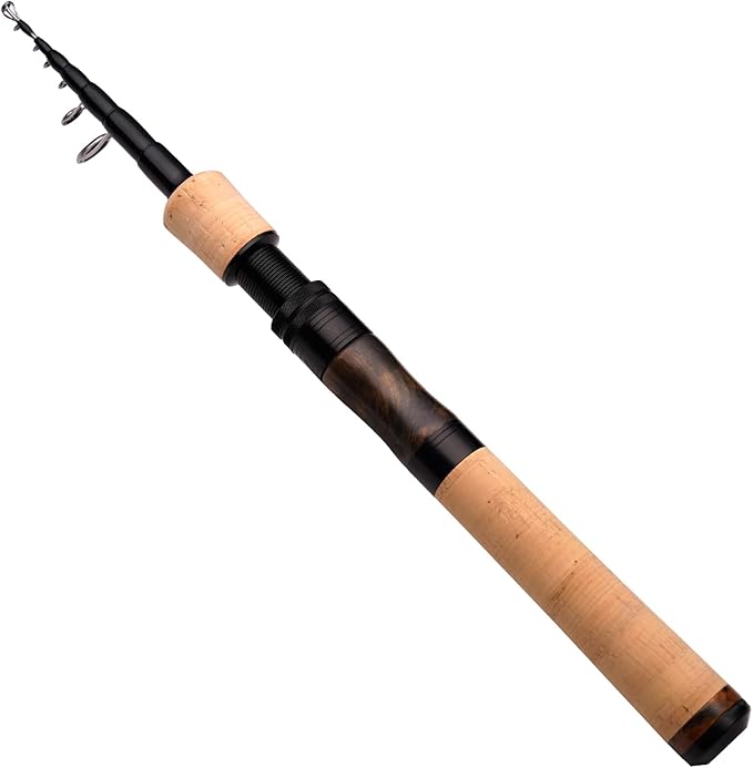 PURELURE Telescopic Fishing Rod Ultralight or Light, Carbon Fiber Rod Spinning & Casting, Fuji Alconite Ring and Reel Seat, One-Piece Mixed Carbon/4A Cork Handle, Spare Solid Tip, Portable Travel Rod