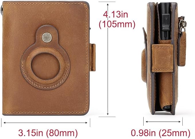 Mens Wallet Card Holder: Pop Up Aluminum Case, Genuine Leather, Smart, RFID Blocking, Slim, Minimalist, Front Pocket - 9-12Capacity (Brown)