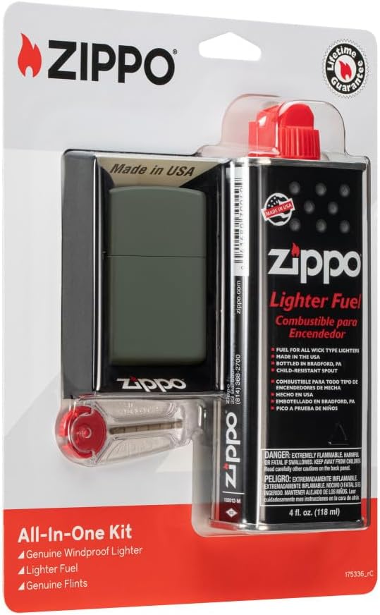 Zippo All-in-One Kit with Green Matte Windproof Lighter