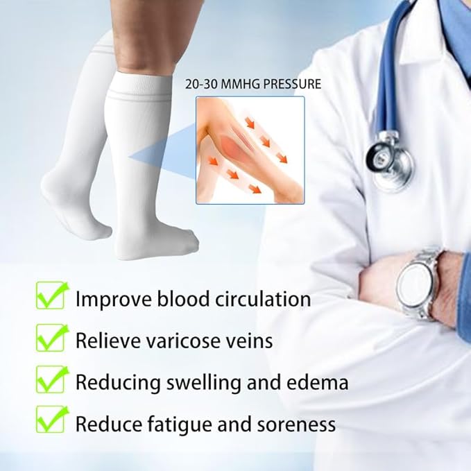LEVSOX Compression Socks for Pregnant Women 20-30 mmHg Knee High Cute Funny Mens Supports Socks for Nurses, Medical, Travel