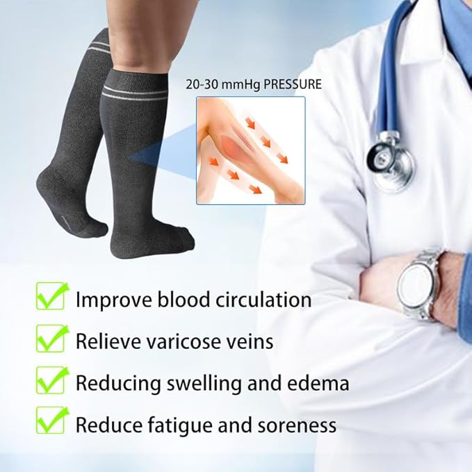 LEVSOX Compression Socks for Pregnant Women 20-30 mmHg Knee High Cute Funny Mens Supports Socks for Nurses, Medical, Travel