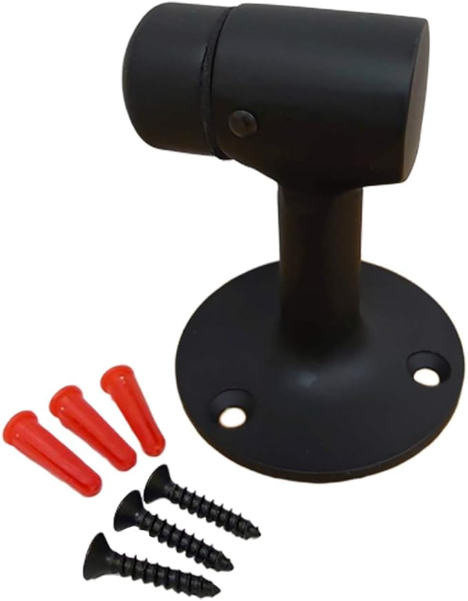 QCAA Solid Brass Door Stop, 3", Matte Black, Made in Taiwan, 2 Pack