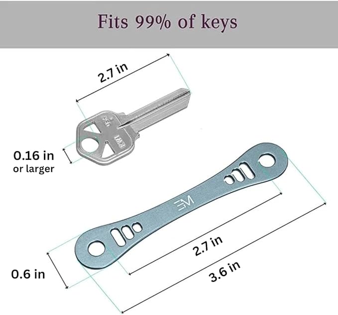 EM Premium Products Compact Key Holder - Pocket Key Organizer - 14 Keys Key Bar