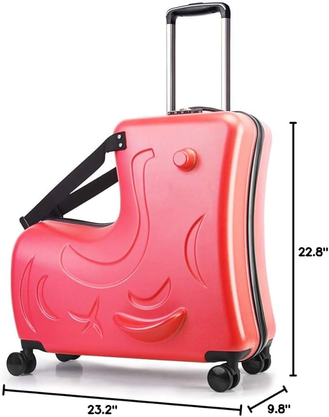 AO WEI LA OW Duffel Bag for Kids Ride-On Suitcase Carry-On Luggage with Wheels (Fuchsia, 24 Inch(suggest 6-12 years old))