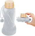 Collapsible Water Bottles,650ml,Leak Proof,Reuseable BPA Free Silicone Foldable Water Bottles,Durable Lightweight for Travel Gym Camping Hiking,Compact Size Portable Sports Water Bottle (Grey)