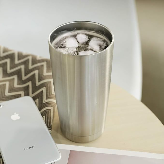 DOMICARE 20oz Stainless Steel Tumbler Bulk with Lid, Double Wall Vacuum Insulated Travel Mug, Powder Coated Coffee Cup, Stainless Steel, 4 Pack