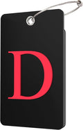 Gostwo 2 Pack Luggage Tags for Suitcases, 26 Initial Letter Travel Luggage Baggage Identification Labels ID Tag Fully Bendable Tags with Stainless Steel Loop (Black) (Letter D)