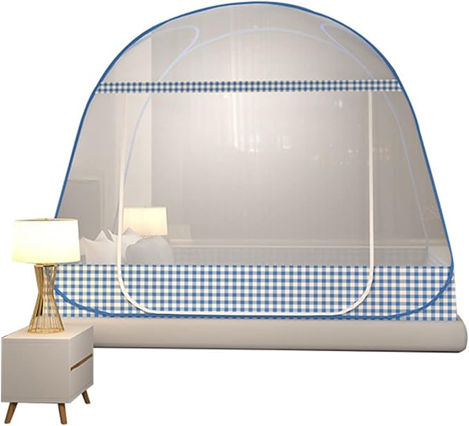 CdyBox Folding Mosquito Net Tent Canopy Curtains for Beds Home Bedroom Decor (Blue, 1.2X2.0m)