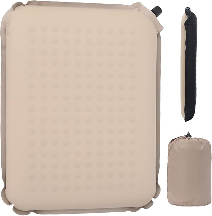 Self-Inflating Airplane Seat Cushion for Long Flights – Portable Travel Cushion Airplane Seat - Memory Foam Travel Seat Cushion Providing Pressure Relief and Premium Comfort (Extra Large Beige)