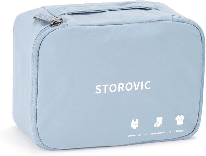 Travel Packing Cubes: Water-Resistant, Odor-Eliminating, Soft & Portable Luggage Organizer Bags for Socks, Underwear, and Gym Gear - Space-Saving, Blue（12.6” × 8.5” × 4.7”） M