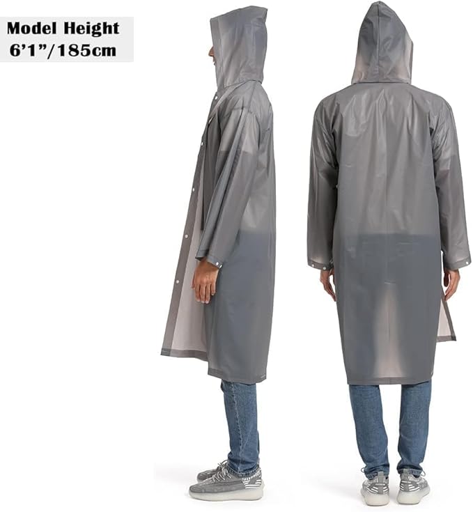 Opret 2 Pack Raincoats for Adults Reusable, EVA Rain Ponchos Lightweight Rain Coat Waterproof Rain Gear for Men and Women