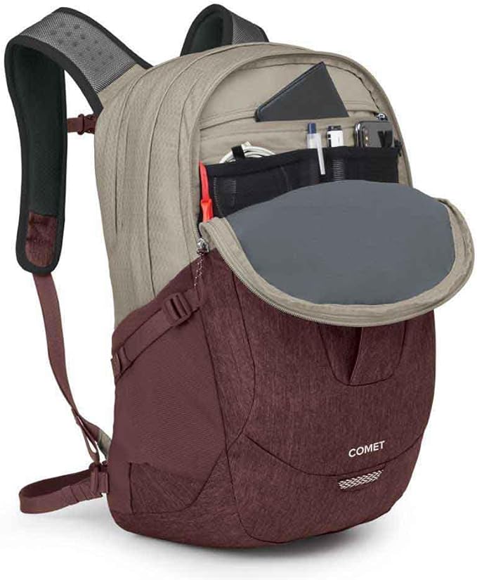 Osprey Comet Laptop Backpack, Sawdust Tan/Raisin Red