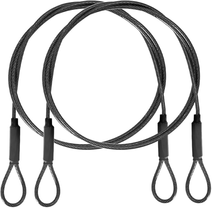 3.3mm (1/8 Inch) Outdoor Travel Stainless Steel Security Cable-3ft Luggage Lock Safety Wire Flexible Steel Wire Rope with Double Loop Safety for Luggage, Bike, Lock(Balck*2, 3ft-(2Pack)