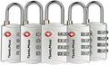 5 Pack TSA Luggage Locks with 4 Digit Combination – Heavy Duty Set Your Own Padlocks for Travel, Baggage, Suitcases & Backpacks - Silver