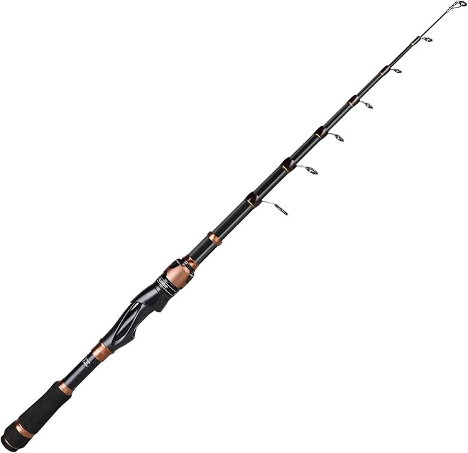 PLUSINNO Fishing Rod and Reel Combos, Bronze Warrior Toray 24-Ton Carbon Matrix Telescopic Fishing Rod Pole, 12 +1 Shielded Bearings Stainless Steel BB Spinning Reel, Travel Freshwater Fishing Gear
