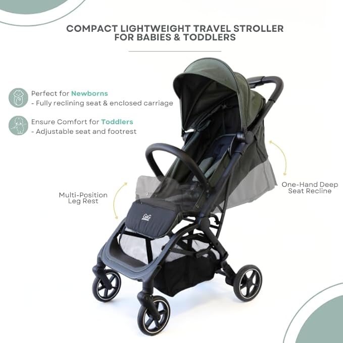 guzzie+Guss Oxygen v2 Lightweight Stroller – Compact, Foldable, Travel-Friendly Baby Stroller | Best Lightweight for Infants and Toddlers - Platinum