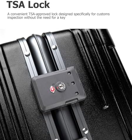 feilario 20in Aluminium Frame PC Hard Shell Spinner Wheels Luggage, Built-In TSA lock Carry on Suitcase, with Cup Holder, USB Port, Phone Holder