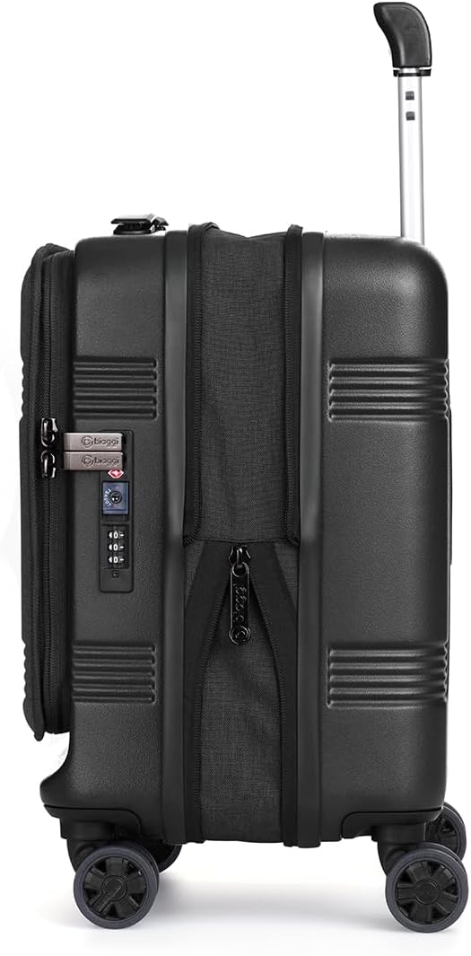 biaggi Runway Hybrid Expandable Underseat Carry-On – Lightweight TSA-Approved Polycarbonate Travel Bag, Perfect for Getaways & Long Weekends (Expandable Underseater, Black)