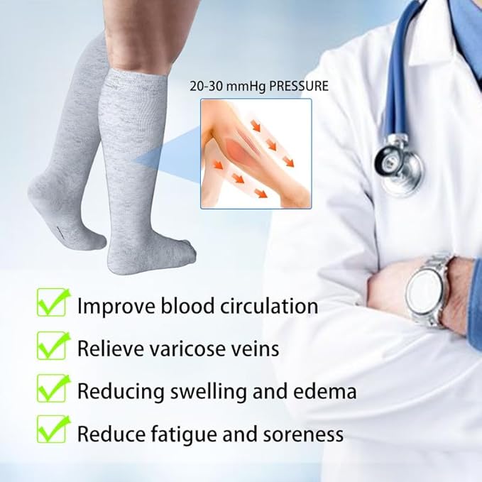 LEVSOX Compression Socks for Pregnant Women 20-30 mmHg Knee High Cute Funny Mens Supports Socks for Nurses, Medical, Travel