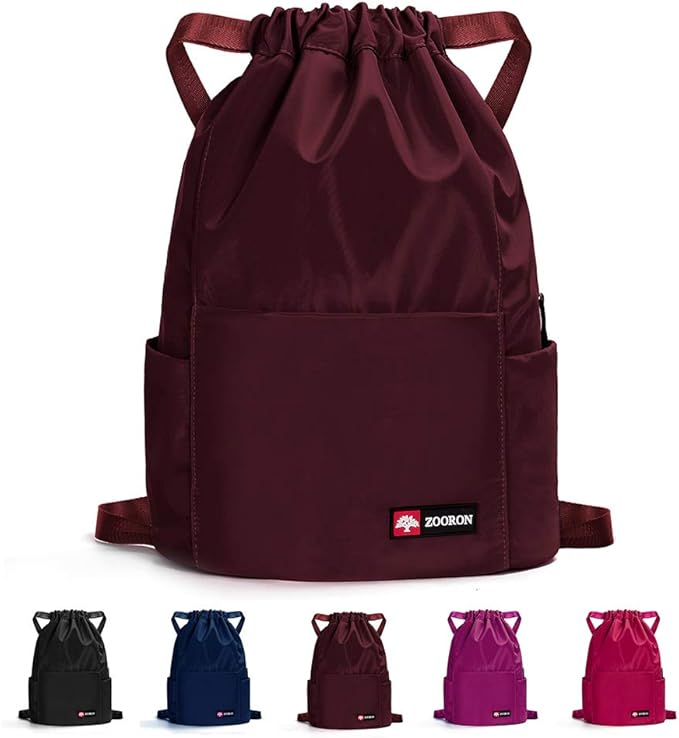 ZOORON Waterproof Drawstring Gym Backpack Bag for Men & Women, Sport Gym Sack Mini Travel Daypack