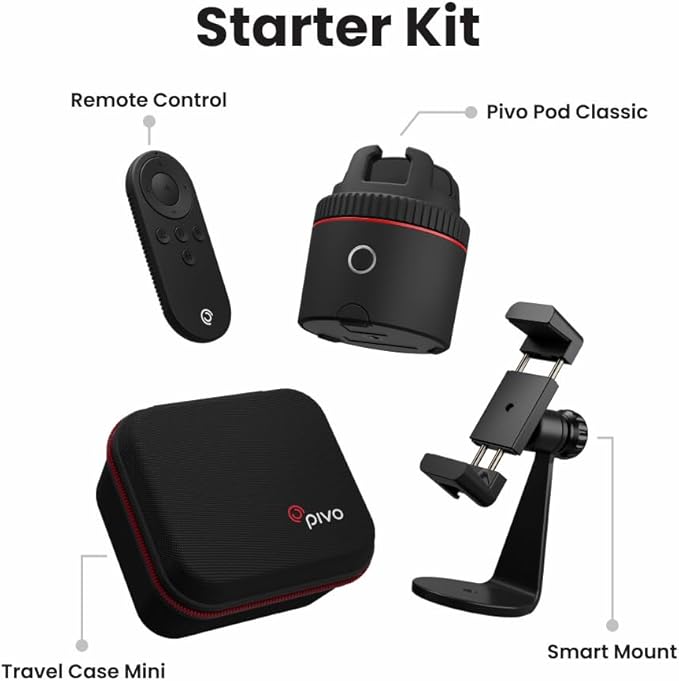 Pivo Pod Classic Auto Tracking Phone Holder, Face & Body Tracker, 360° Rotation, Stand for Content Creation with Remote Control, Smart Mount and Travel Case
