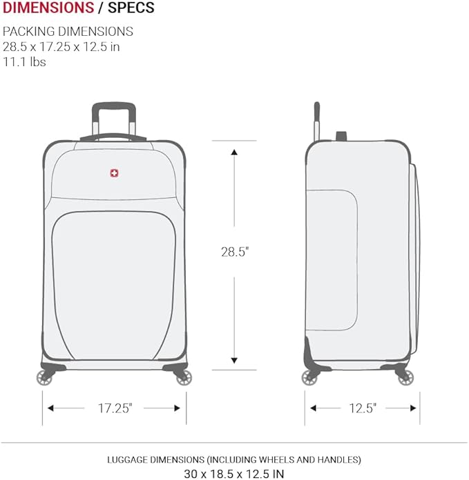 SwissGear Sion Softside Expandable Luggage, Evergreen, Checked-Large 29-Inch