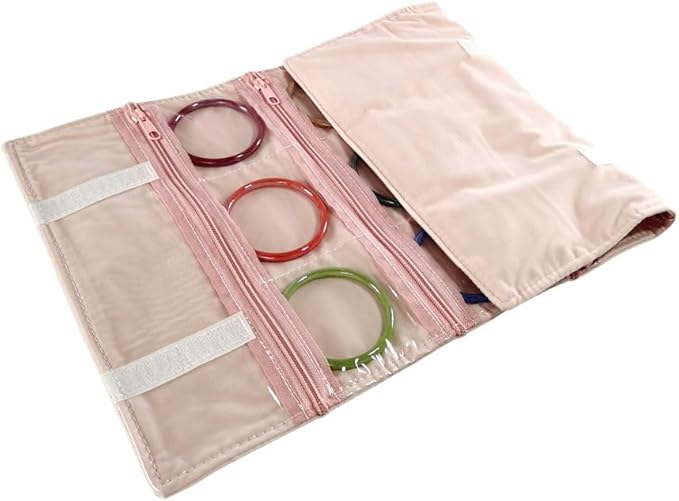 Travel Jewelry Roll Bag Portable Organizer Pouch With Grids&PVC Cover Storage Bags for Necklace, Bracelet, Bracelet,Ring, Badge, Pendant