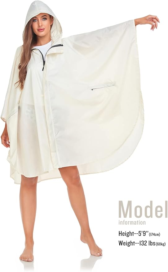 SaphiRose Unisex Rain Poncho Hooded Waterproof Raincoat for Adults Women