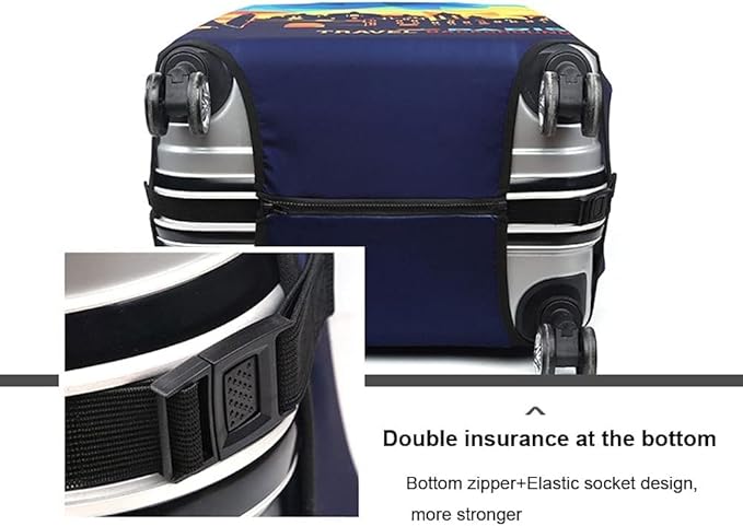MosaiRudo Thicker Luggage Cover Elastic Suitcase Cover Protector Fits 18-32 Inch Suitcase Travel Accessories (Travel-4, XL)