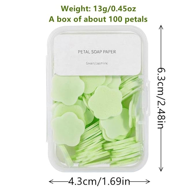 4 Different Scented Mini Fresh Portable Disposable Petal Hand Wash Sheets, Dissolvable Hand Bath Soap, Suitable for Children and Adults, Outdoor, Travel, Camping, 4 Boxes (Approx 400 Sheets)