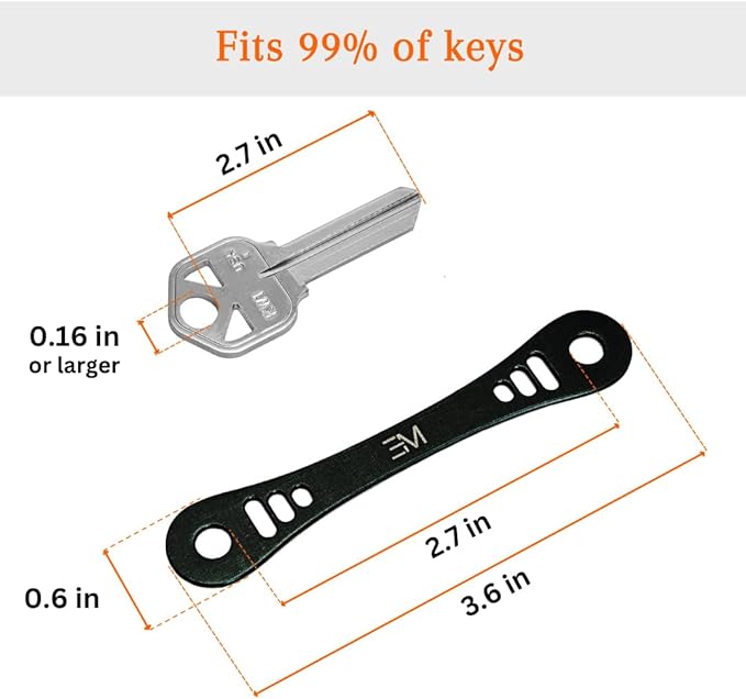 EM Premium Products Compact Key Holder - Pocket Key Organizer - 14 Keys Key Bar